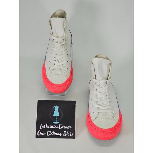 Converse White Cotton Chuck Taylor All Star Rainbow Sneakers Size 6 2043 - Picture 2 of 16